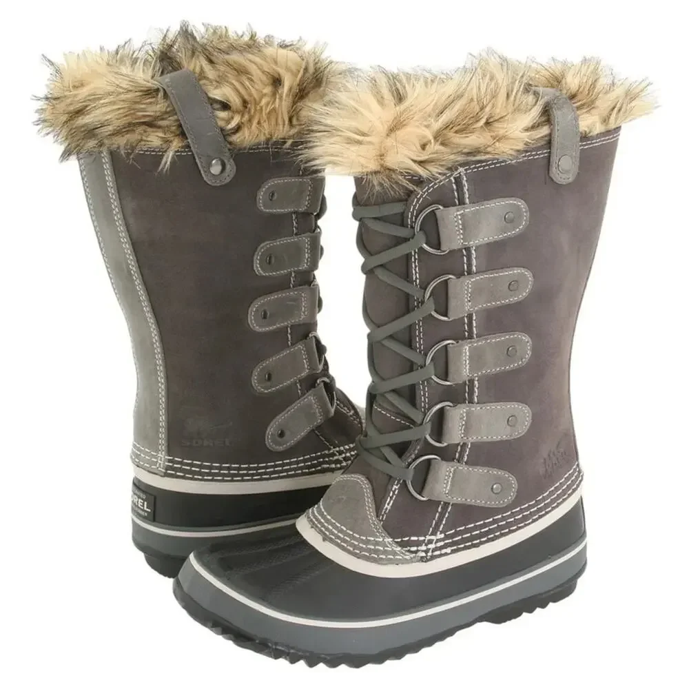 Sorel Joan of Arctic Boots Leather Winter Snow Lace Up Faux Fur Outdoor Brown 7